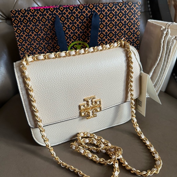 Tory Burch New Cream Leather Britten Shoulder Bag - Picture 8 of 16